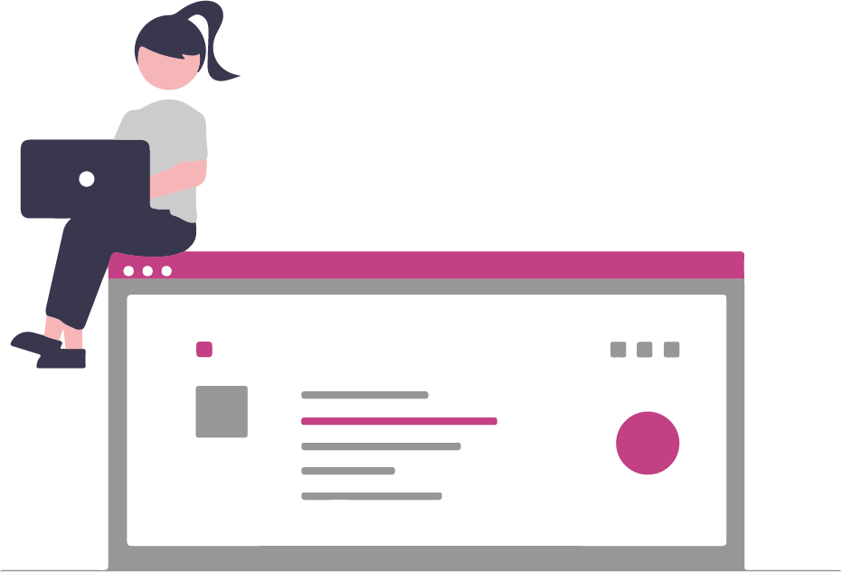 Kvinna som sitter på en dator