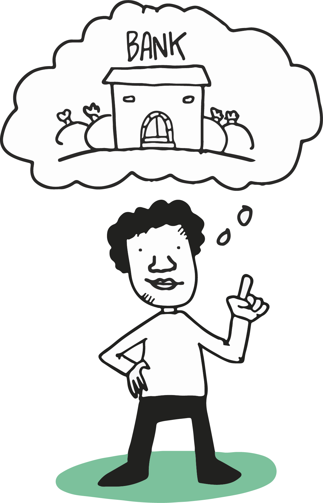 En man som tänker på en bank