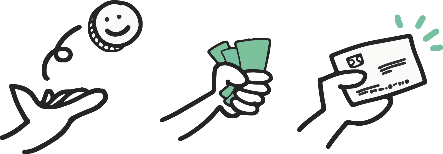 Händer som håller i pengar