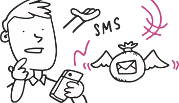 En person som tar ett sms-lån
