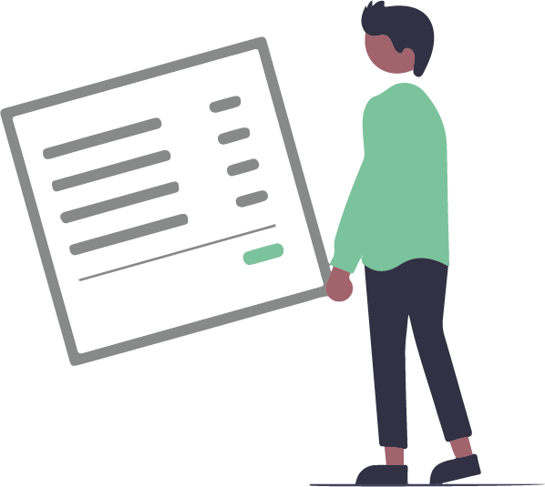 En person med en stor lista