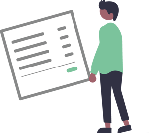 En person med en stor lista