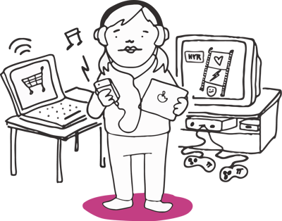 En person som handlar på nätet